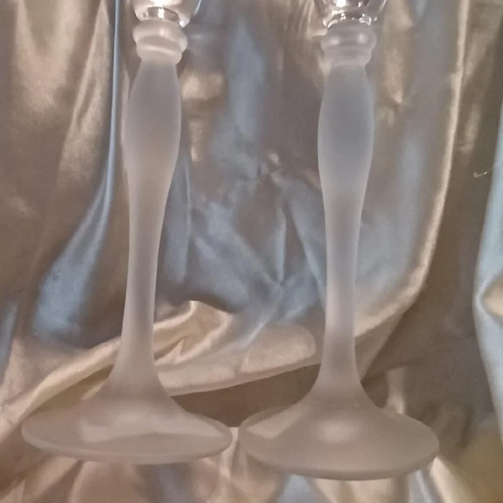 NIB Vintage Mikasa Ballet Frost Crystal Candle Holders - Picture 4 of 6